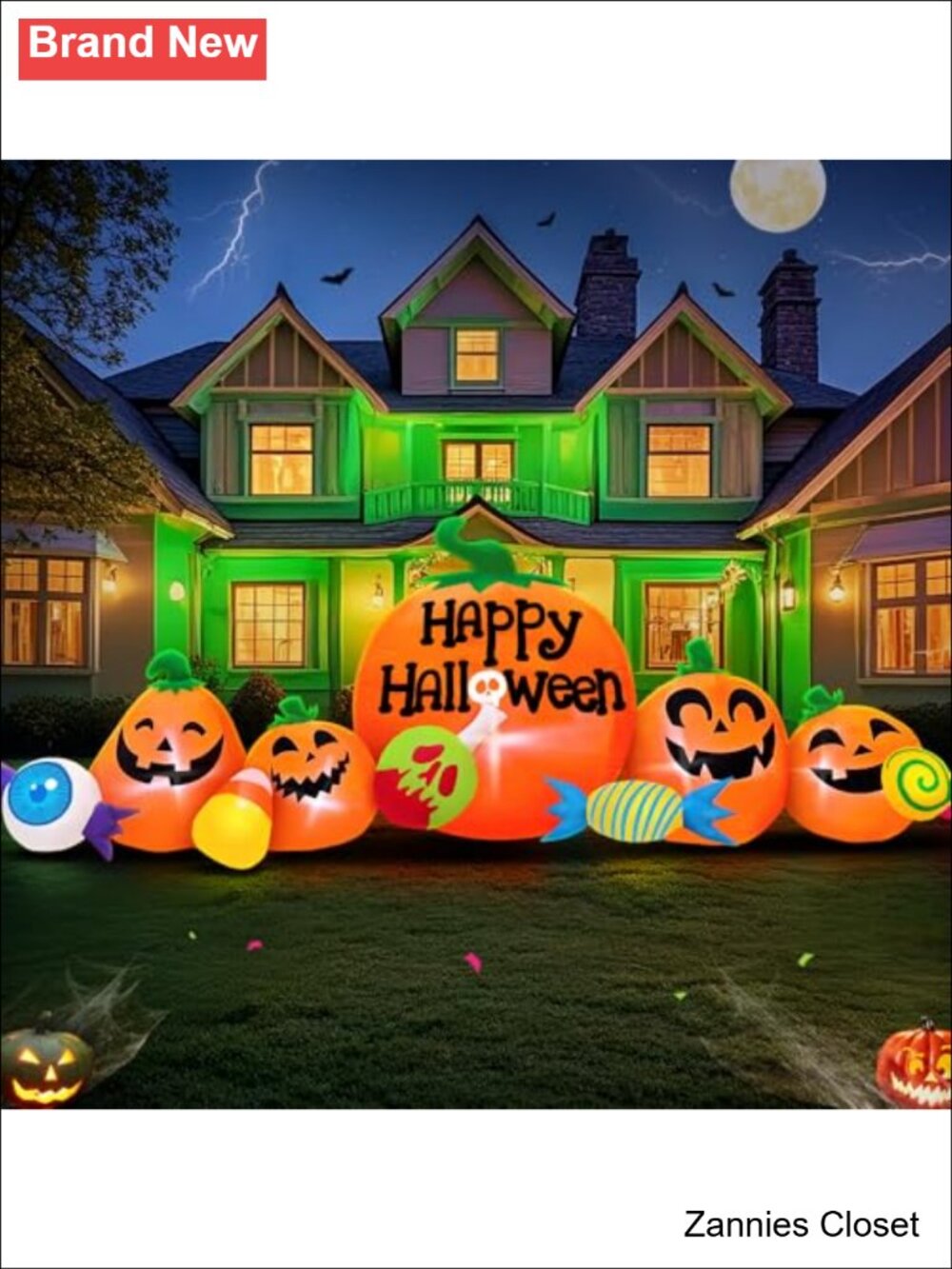 👻 8FT Halloween Inflatable Outdoor Pumpkin Combo LED Yard Decor